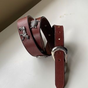 Vintage solid brass wasten brown leather belt